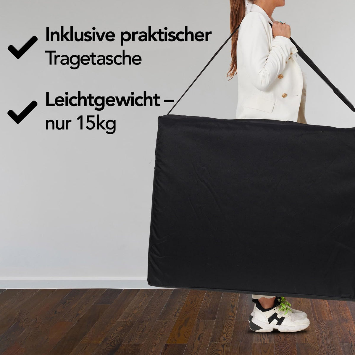 Massagetafel – Behandeltafel – Massagebank – Behandelbank – Massagebed – Zwart Inklapbaar – 250 kg Draagvermogen – 8 Hoogtestanden