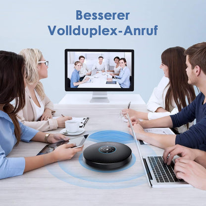 eMeet M2 Max Bluetooth conferentieluidspreker met 4 AI-microfoons, voor 10-15 personen, full duplex oproep, conferentiemicrofoon met AUX, dongle, plug & play, voor Skype, zoom enz.