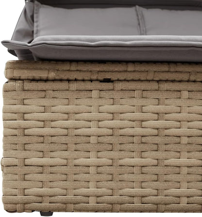 Gecheer Double Sun Lounger with Canopy and Poly Rattan Cushion Professional Sun Lounger Outdoor Garden Lounger Sun Lounger Sun Lounger Sun Lounger P368640 - QUORE