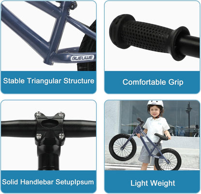 16 inch Loopfiets voor 4-8 Jarige Jongens en Meisjes - Lichtgewicht Koolstofstalen Frame, Verstelbare Stoel, Luchtbanden