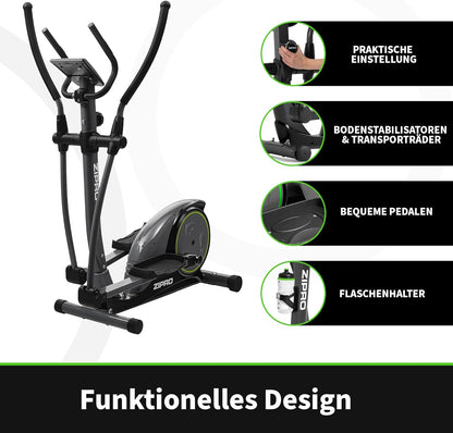 Zipro Hulk Magnetic Elliptical Cross Trainer for Adults, up to 150 kg, Black, One Size, One Size - QUORE