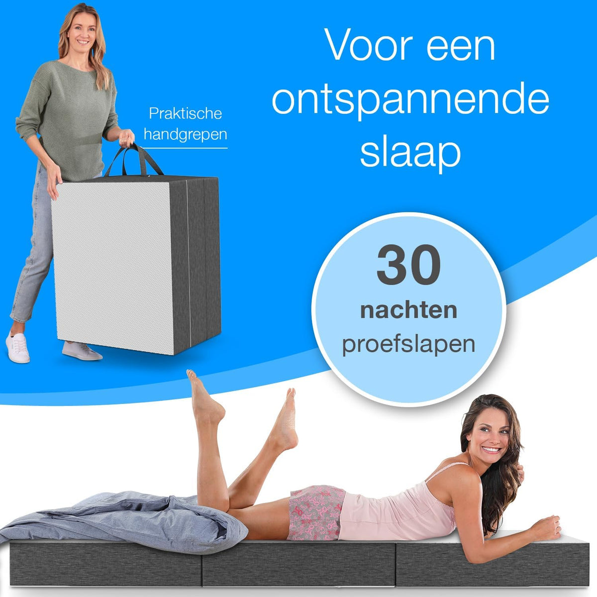 ELONEO Opvouwbaar Matras 1 Persoon, Premium Visco Schuimmatras, 90x200 cm, Dikte: 15 cm, Reisbed voor Kinderen en Volwassenen, Extra Bed voor Volwassenen en Kinderen