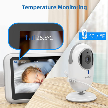 TakTark Babybewakingscamera, 11,9 cm (4,3 inch), draadloos, nachtzicht, VOX, bidirectionele communicatie, temperatuursensor, geen lichtstoringen, alleen beweging