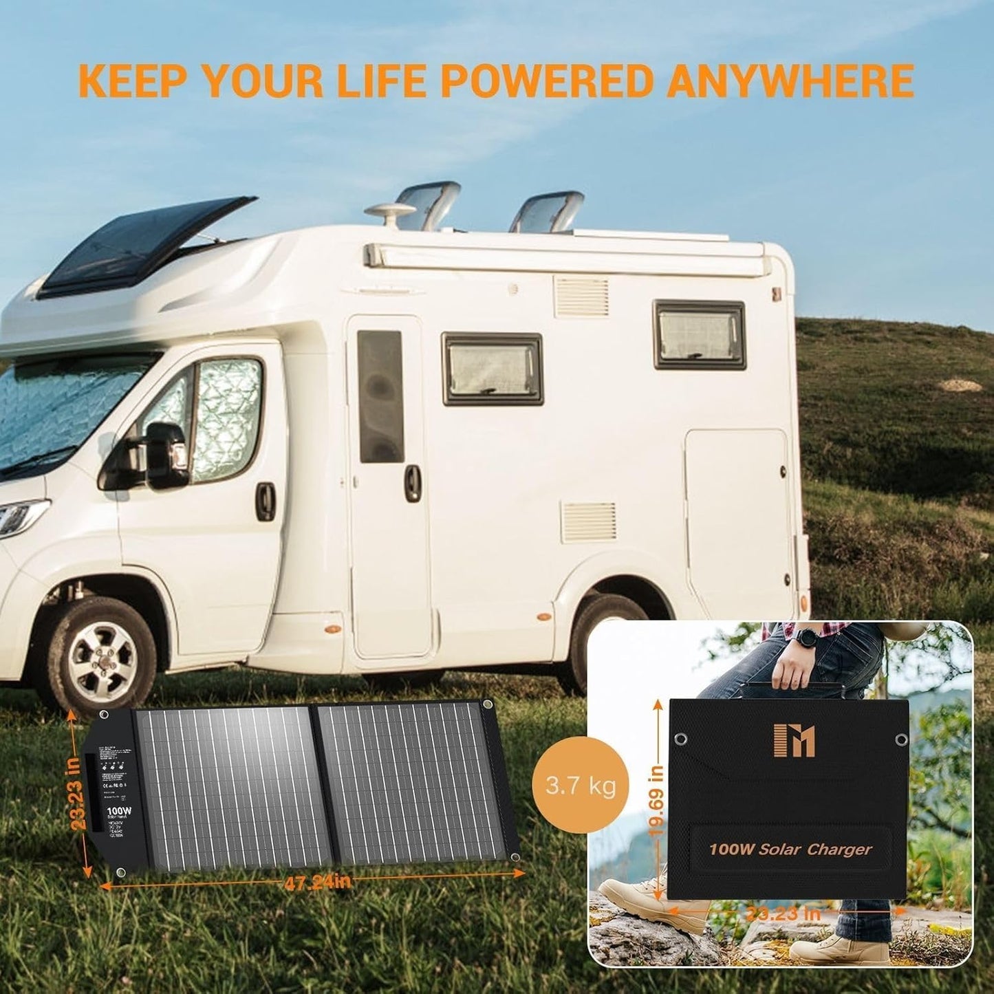 100W Zonnepaneel Opvouwbaar USB-C PD 65W Snelladen 24V MC4 DC QC3.0 USB-A Solar Panel Voor Powerbank Zonne-energie, Generator, Buitenactiviteiten, Kamperen, Camperreizen, off-grid Wonen
