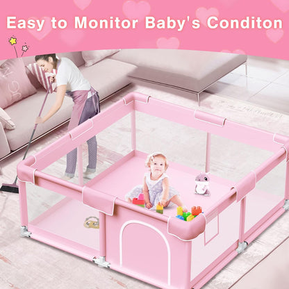 Baby playpen 1.2 * 1.2 m Pink - QUORE