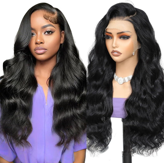 Damespruik van echt haar – Zwarte pruik – Echthaarpruik – Kanten front pruik – Body wave pruik – Lijmloos – 180% dichtheid