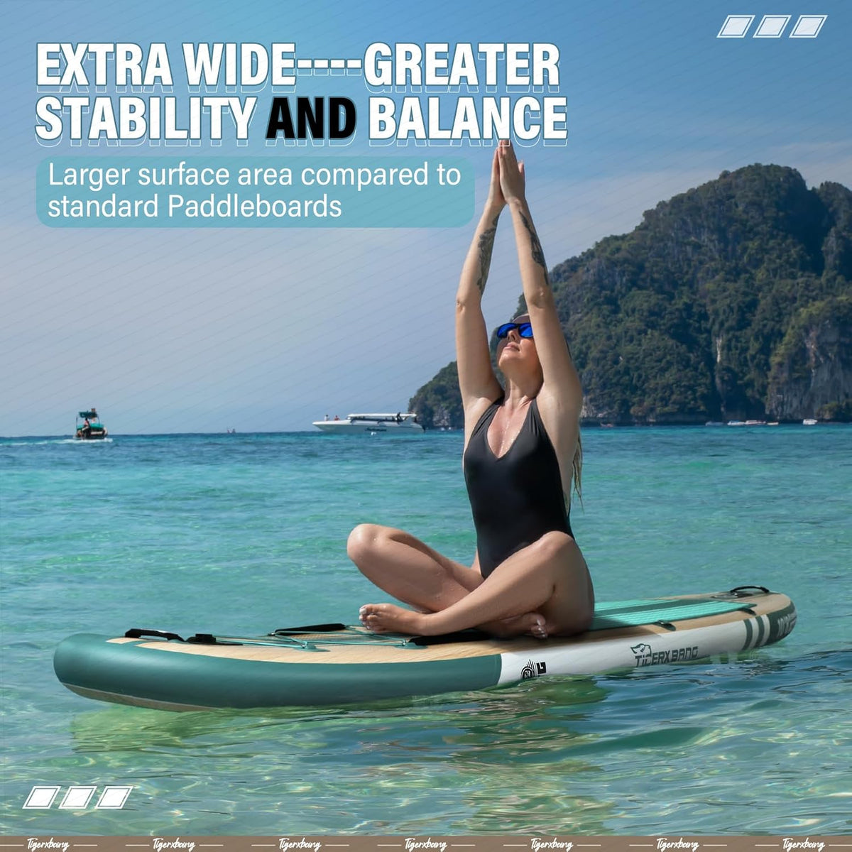 stand-up paddleboard, 3,3 m met complete premium opblaasbare SUP-accessoires, extra breed SUP-board voor volwassenen en kinderen, Pandora-collectie