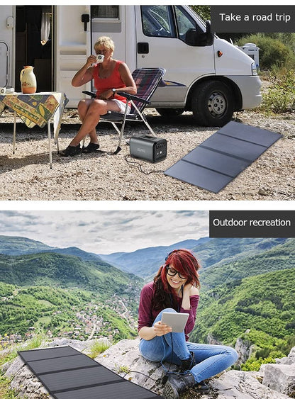 Portable, foldable solar panel kit, 100 W, monocrystalline, high efficiency, for charging portable batteries, campers, caravans (3.96 kg, 52 x 35 x