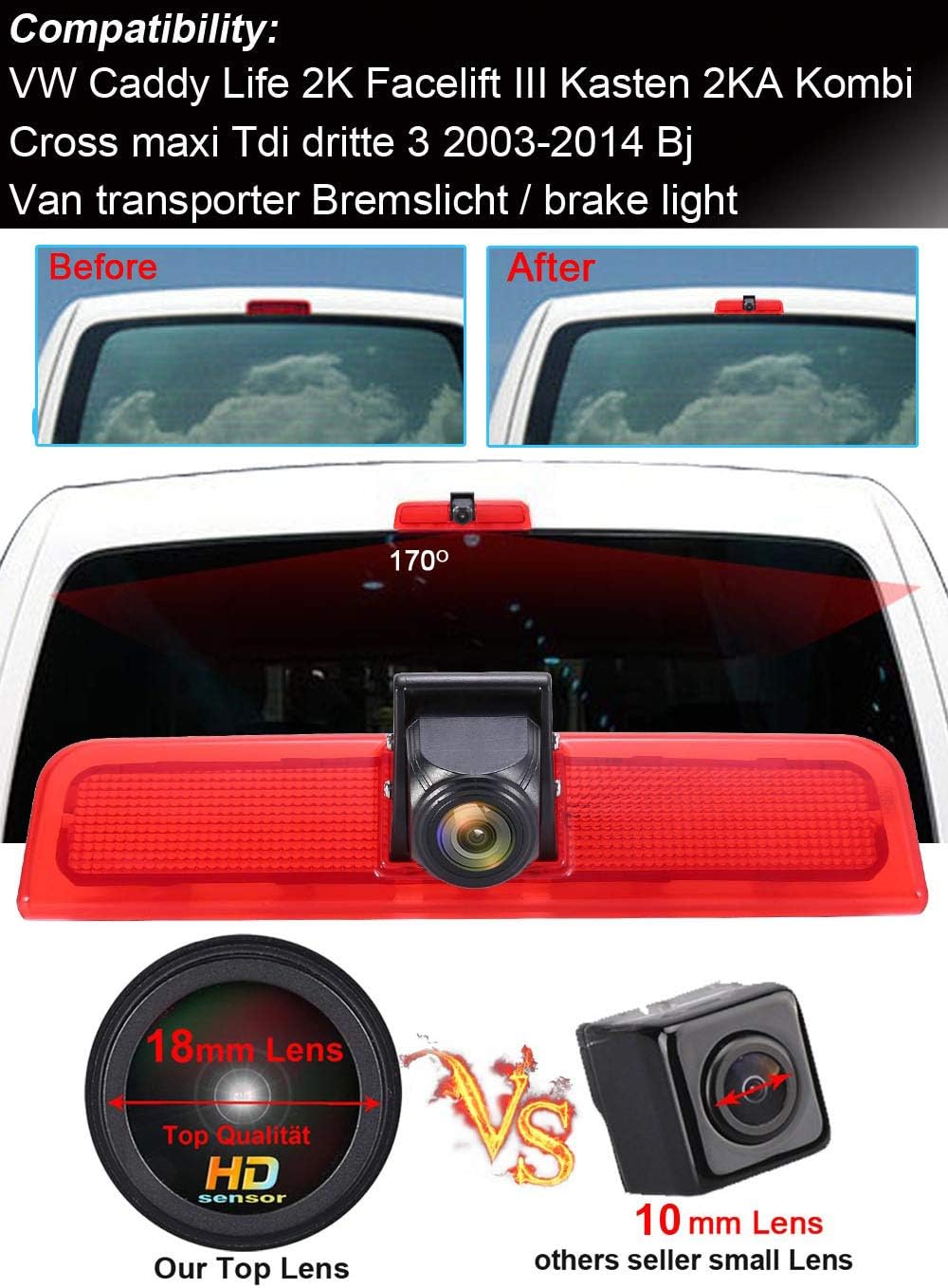 7 inch TFT LCD kleurendisplay auto monitor + 1280 x 720 pixels 1000 TV lijnen HD nachtzicht achteruitrijcamera voor VW Caddy Life 2K Facelift III box 2KA Combi Cross maxi Tdi derde 3 2003-2014 Bj/