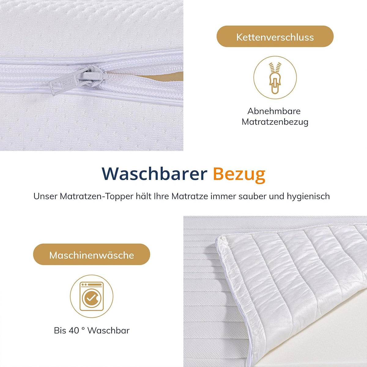 Matrastopper – Topmatras – Matrasverbeteraar – Topper – Boxspring Topper – 140x200 cm – 8 cm Memory Foam – Afneembare Wasbare Hoes