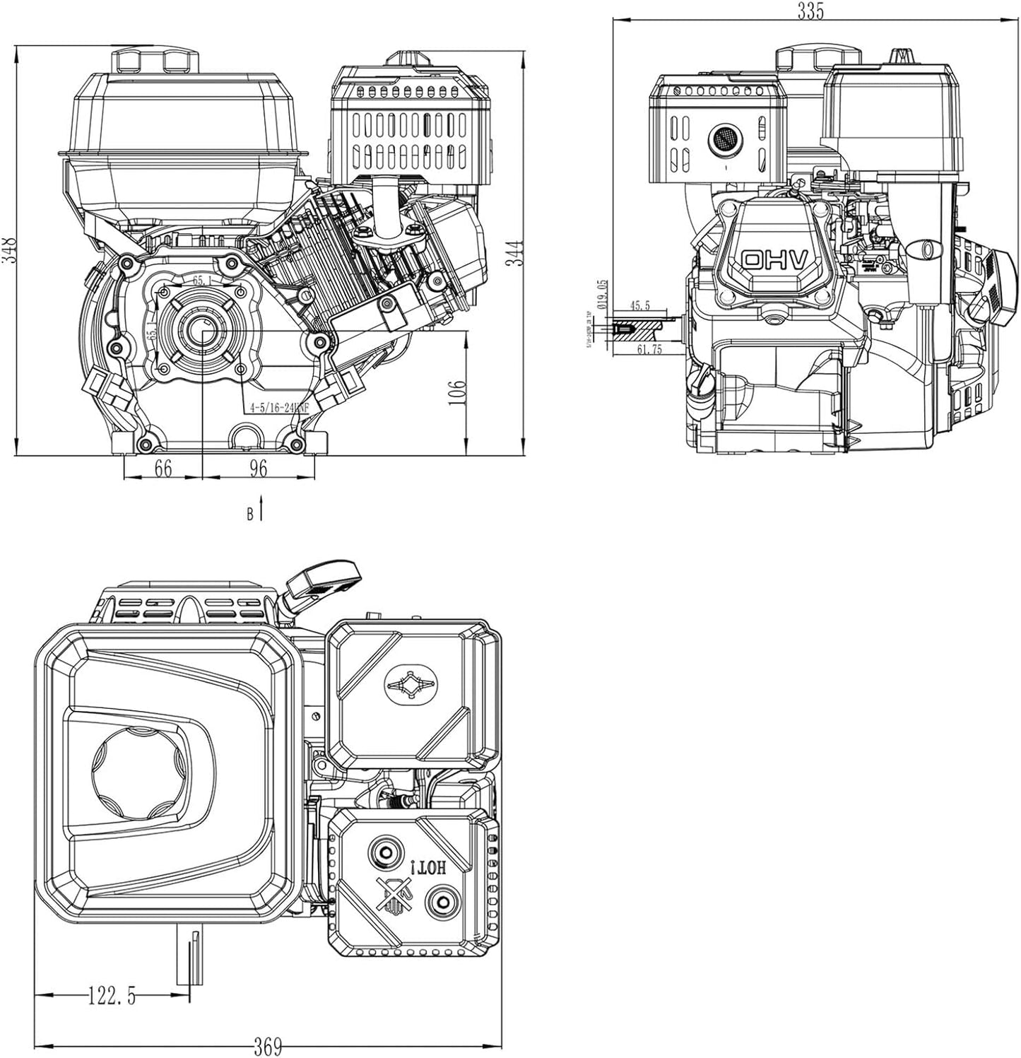 LIFAN KP230E 19,05mm E-start benzinemotor met 6,5 pk ééncilinder voor trilplaten en bouwmachines