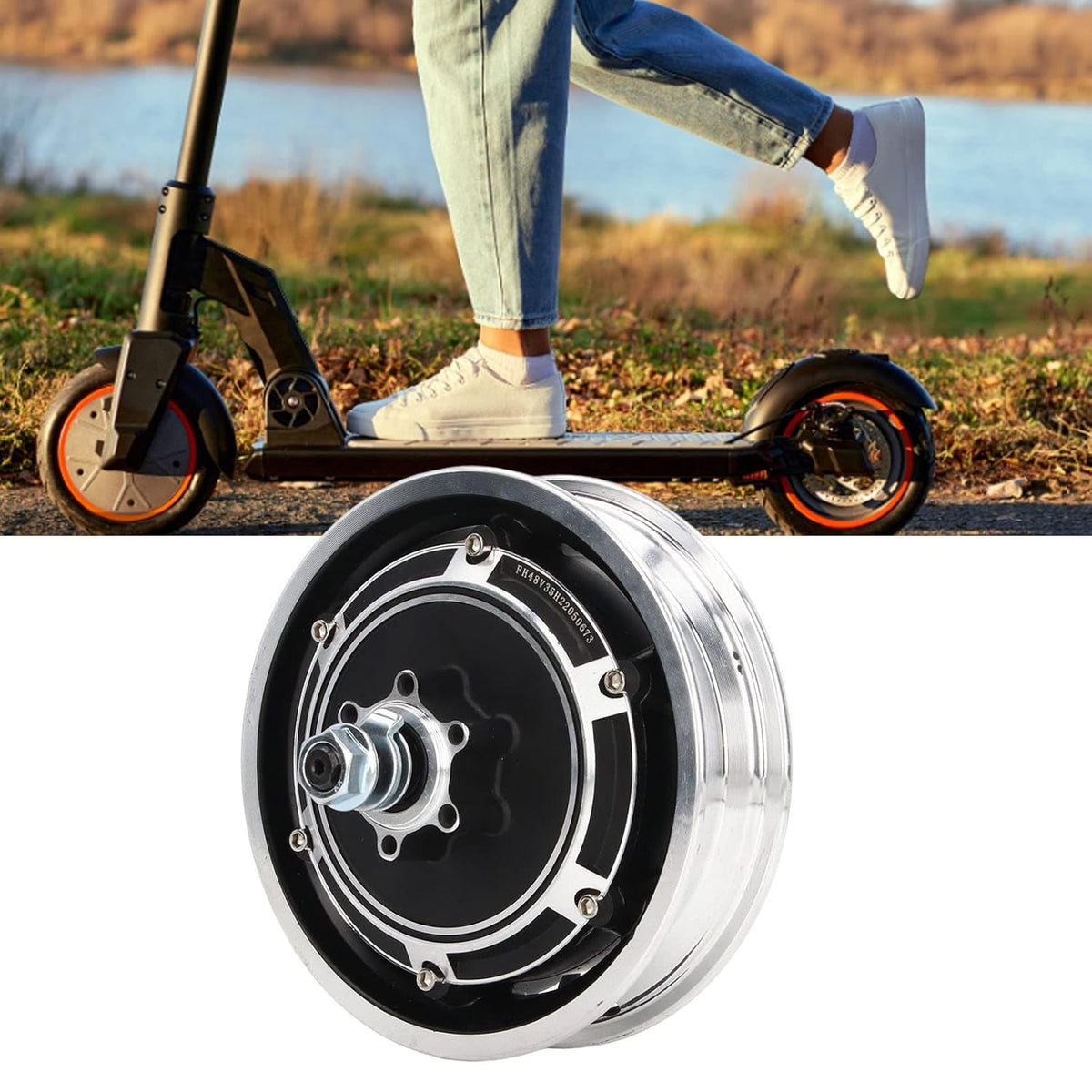 10 Inch Elektrische Scooter Wielnaaf, 48V 1000W Borstelloze Schijfrem Naaf Motor Elektrische Fiets Accessoire