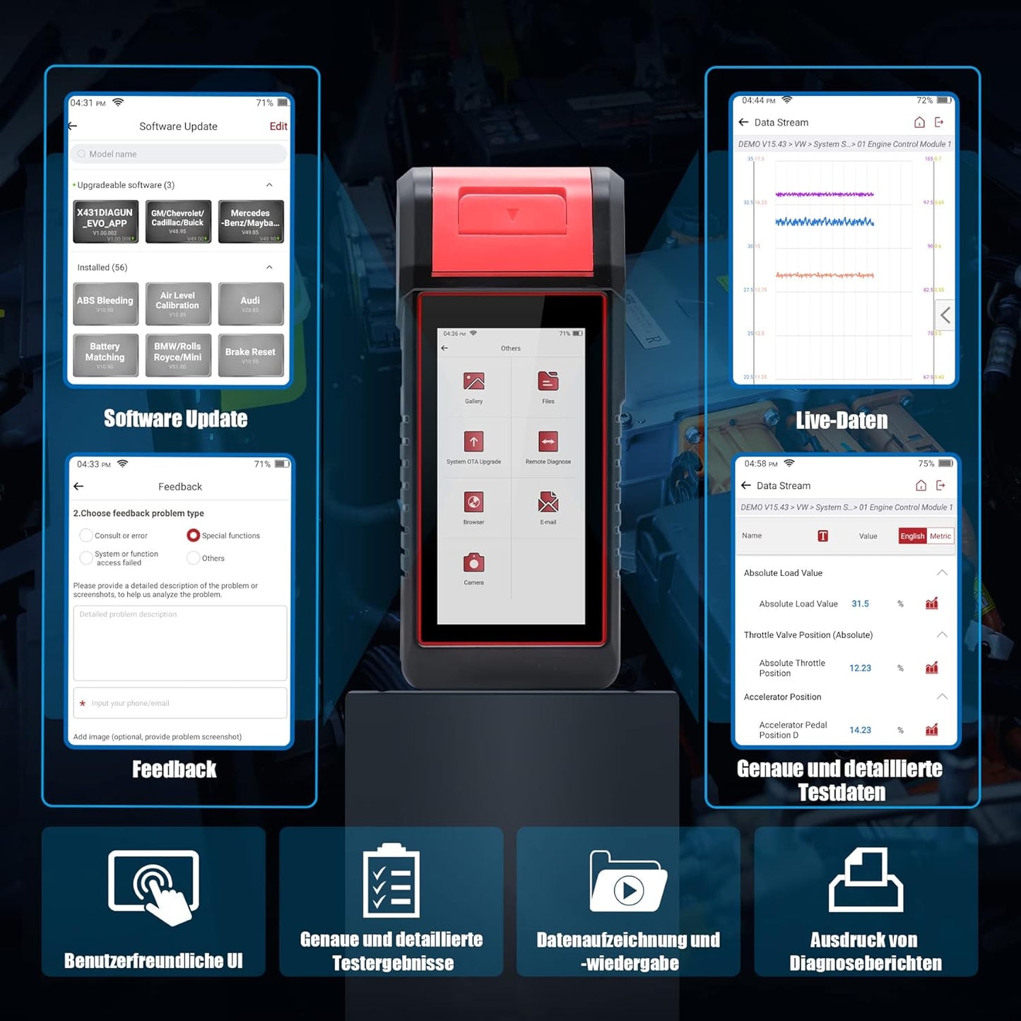 LAUNCH X431 Diagun EVO OBD2 diagnoseapparaat (OE-niveau) voor alle systemen, met ECU-codering, batterijtester, actieve test, 16 resetfuncties, videoscope-functie optioneel, ondersteunt CAN FD & DoIP