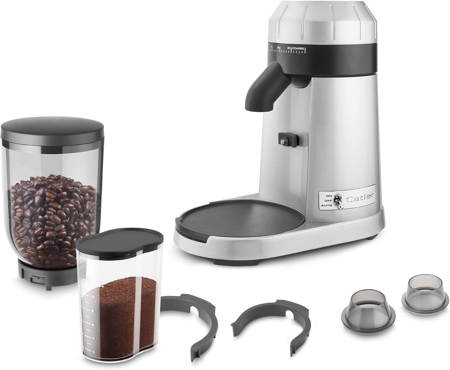 Koffiemolen – Koffiebonenmolen – Bonenmaler – Espressomolen – Kegelvormige Metalen Maalschijven – 25 Maalstanden – 250 G Bonenreservoir