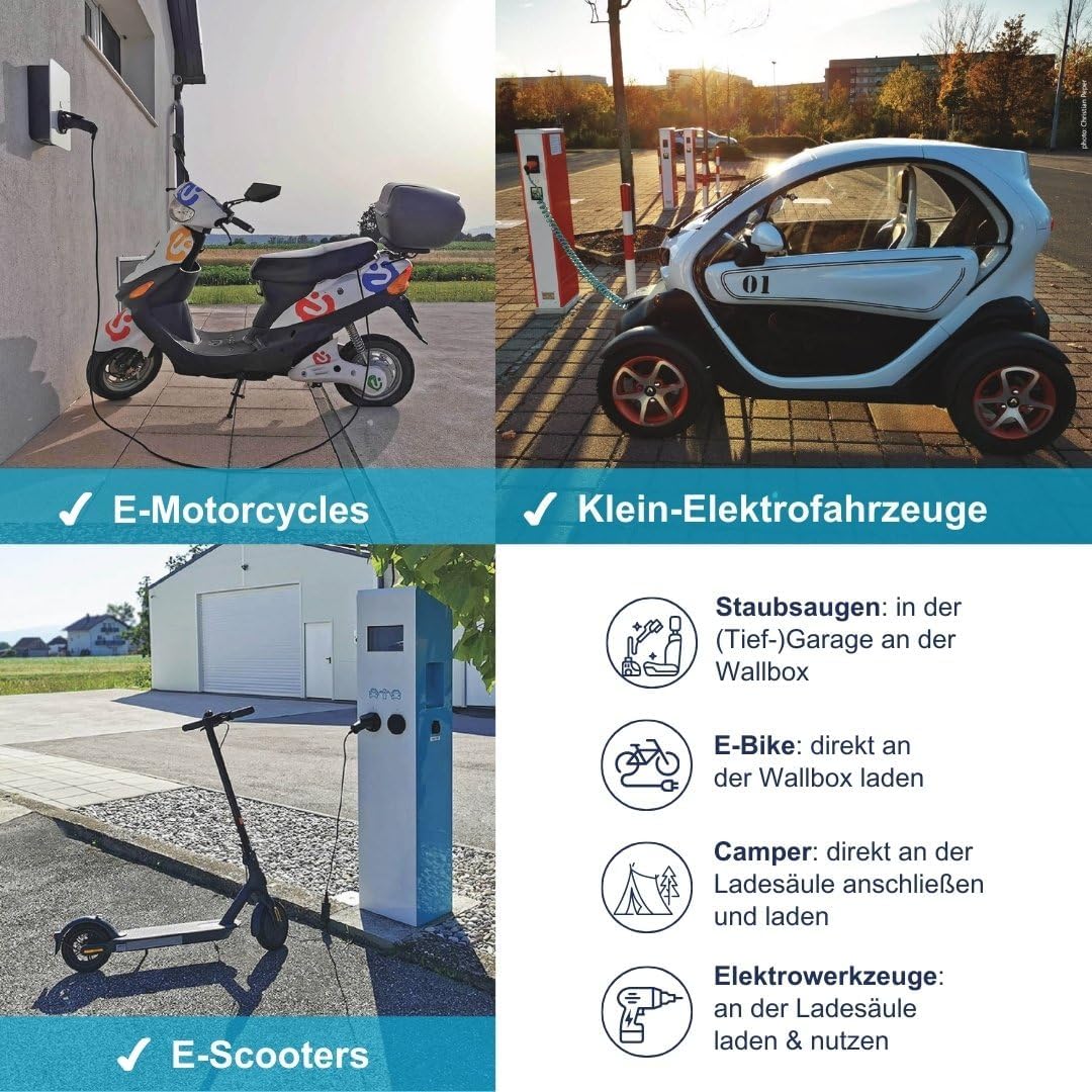 Metron AC01 type 2 naar Schuko-adapter. Betrouwbaar op het laadstation door start- en stop-elektronica