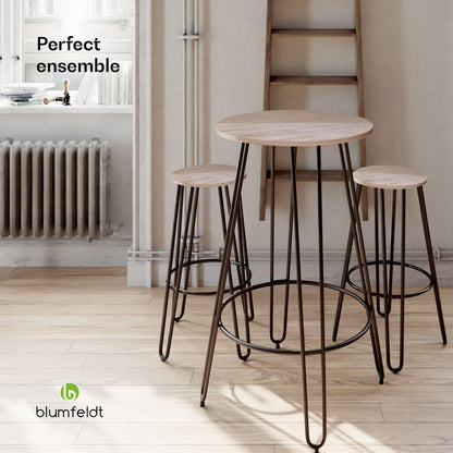 blumfeldt Bartafel, statafel voor keuken, massief houten tafel 120 x 60 cm, stabiele bistro & bar, rechthoek, kleine houten bartafel, hoge tafel, eenvoudig te monteren, robuuste eettafel, klein