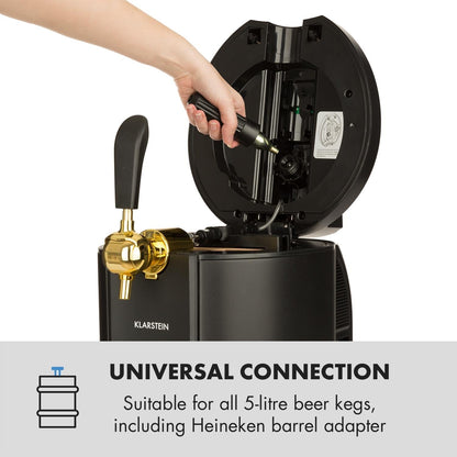 Klarstein Skal - roestvrijstalen bierdispenser, Black Edition, LCD-display, slechts 38 dB, temperatuur: 2-12 ° C, geschikt voor alle biervaten van 5 liter, thermo-elektrisch koelsysteem, zwart