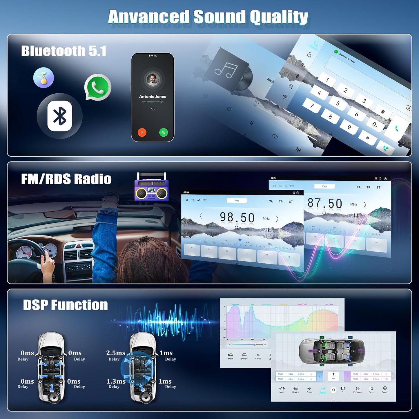 Android Autoradio – Multimedia Systeem – Navigatiesysteem – Inbouwradio – Smart Radio – 9 Inch HD Touchscreen – Draadloze CarPlay & Android Auto