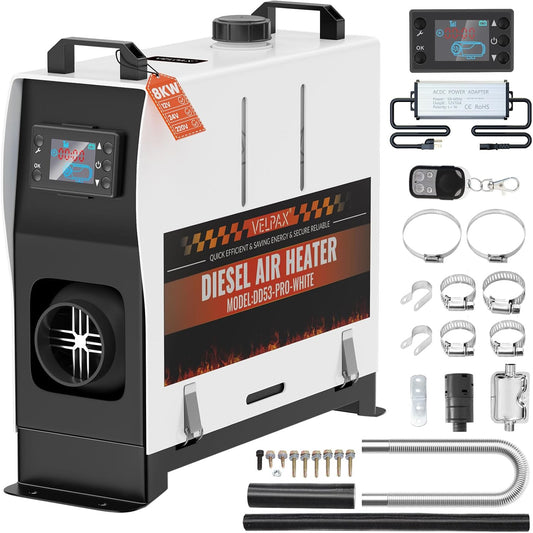 <font dir="auto" style="vertical-align: inherit;"><font dir="auto" style="vertical-align: inherit;">        VELPEX Diesel Driver, 8 kW, 110 V, portable diesel air heater, with remote control, large LCD display, intelligent remote control 18-40 °C, adjusta
