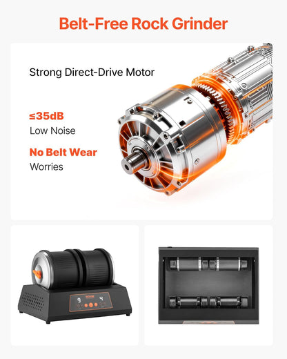 VEVOR Stenen Polijstvat 3,6 kg Capaciteit 4 Speed Stenen Polijstmachine 9 Dagen Timer Dubbele Vat met Adapter voor Pro's en Amateurs Werkplaats DIY