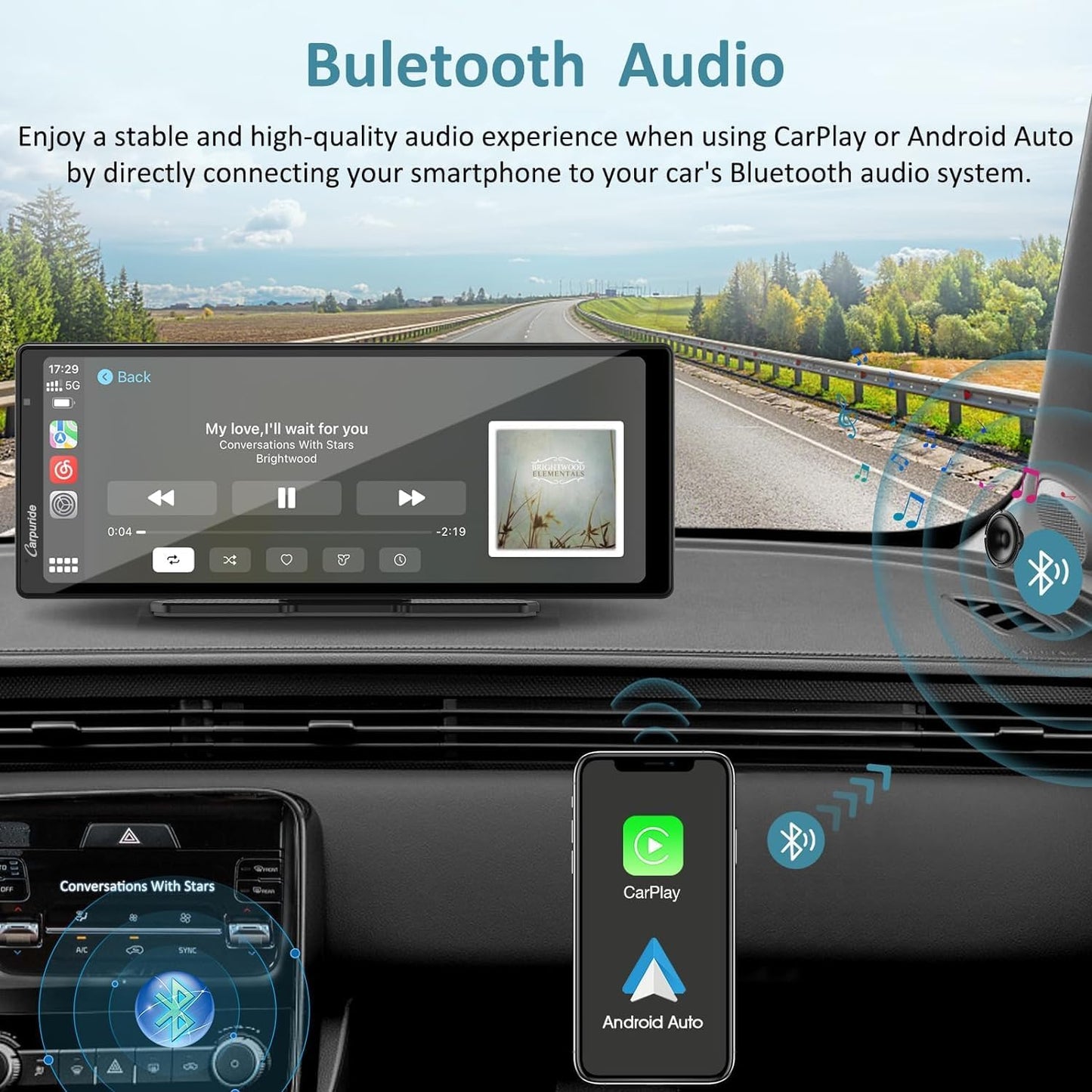 Autoradio Draadloze CarPlay – Android Auto Autoradio – Multimedia Systeem – Auto Entertainment – 9,3 Inch IPS Touchscreen – 4K Draaibare Dashcam & Achteruitrijcamera