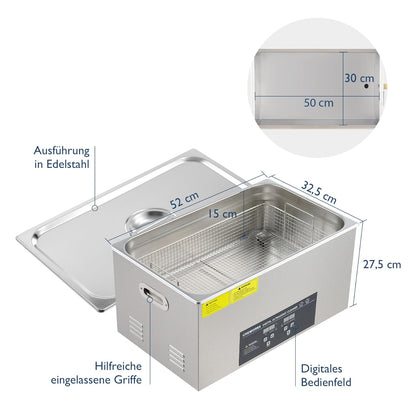 Ultrasoonreiniger – Ultrasoon Apparaat – Ultrasoon Bad – Schoonmaakapparaat – 22L – RVS 304 – 480W Ultrasoonvermogen