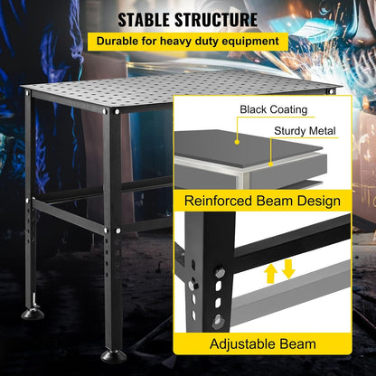 VEVOR Lastafel 91,4 x 61 cm, 360 kg capaciteit lassen werkbank tafel, zware werkbank met 1,6 cm armatuur gaten en antislip voetpads voor lassen, assemblage, reparatiewerkzaamheden