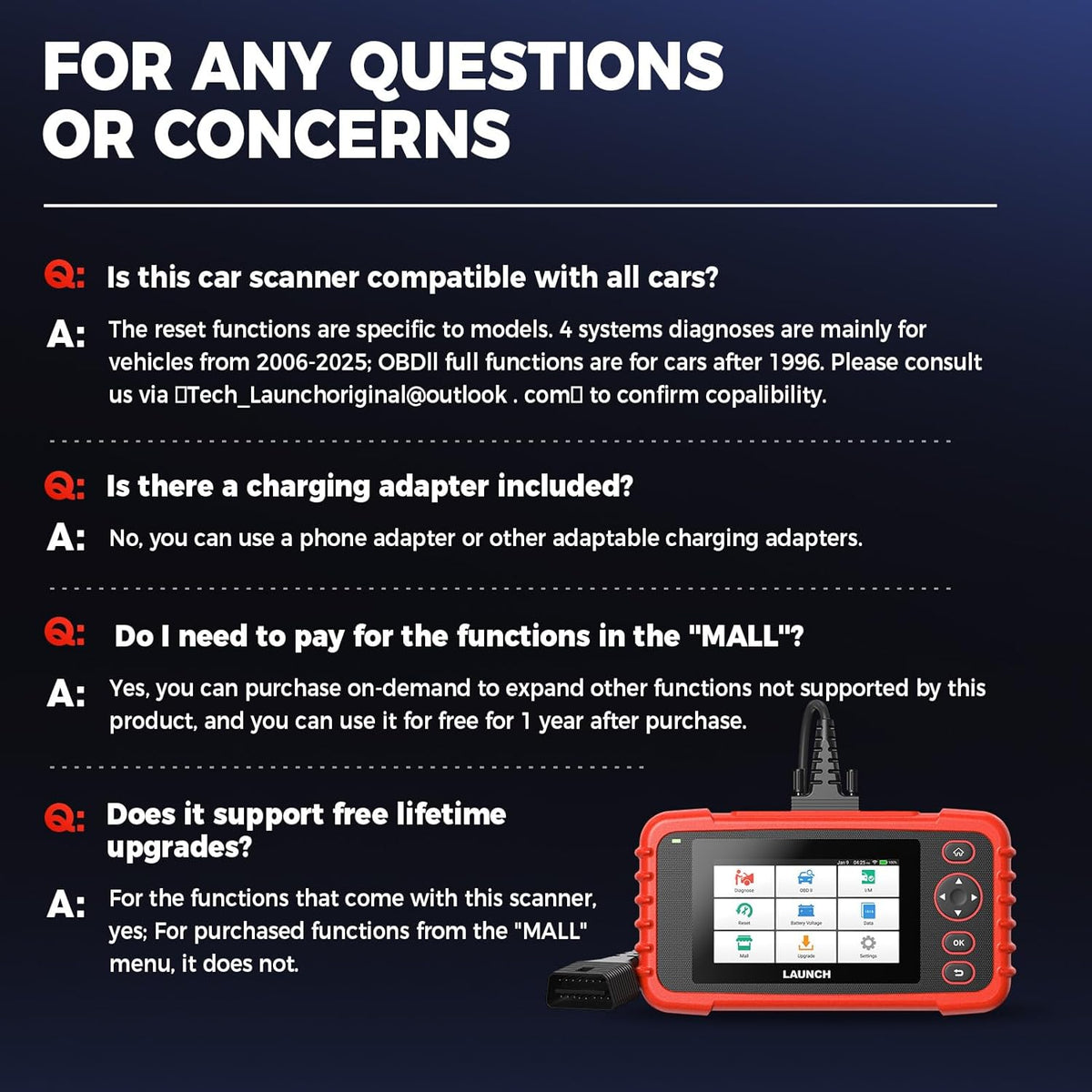 OBD2 Diagnoseapparaat – Auto Scanner – Foutcode Lezer – Diagnosetool – Autodiagnose – 4 Systemen in 1 – 12 Onderhoudsfuncties