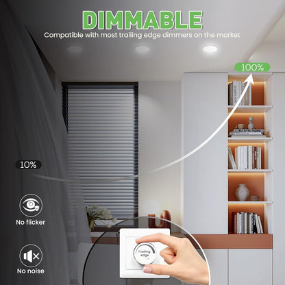 ALUSSO LED Downlights Plafond Dimbaar 10W 1050LM IP44 Inbouw Plafondlampen, 3CCT 3000K Warm 4000K Neutraal 6500K Cool Verstelbare Badkamer Spotlights, Wit, 12 Pack