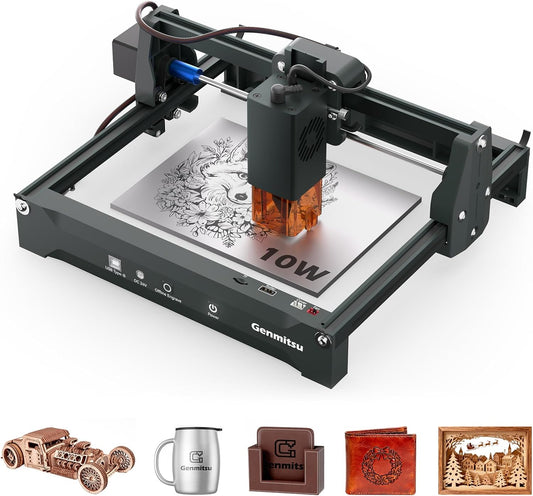 Genmitsu Lasergraveermachine Kortek 10W ±0,01 mm Hoge precisie, 200x150 mm, draagbare CNC-lasersnijder voor doe-het-zelf hout, ondoorzichtig acryl, leer, glas, keramiek, metaal en vezels