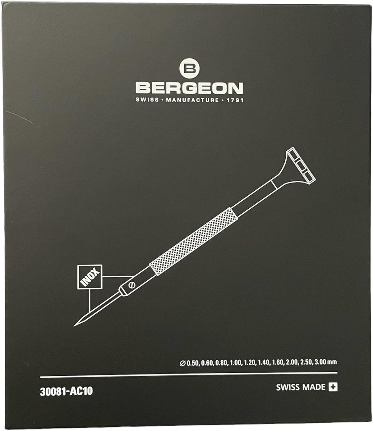 BERGEON 30081-AC10 Set met 10 INOX horlogemaker-schroevendraaiers in houten kist Gereedschap
