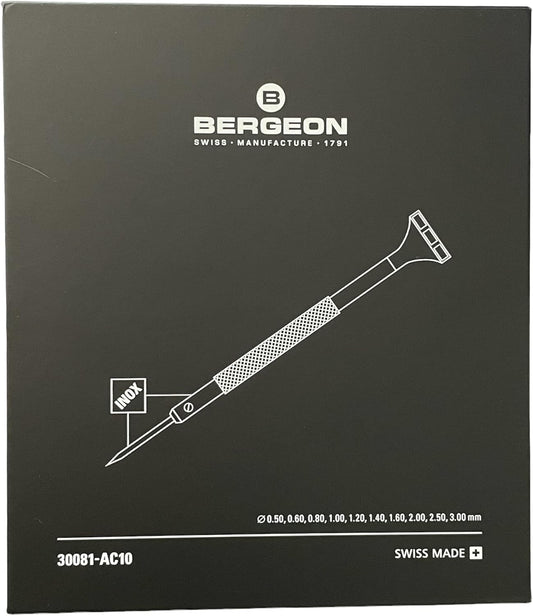 BERGEON 30081-AC10 Set met 10 INOX horlogemaker-schroevendraaiers in houten kist Gereedschap