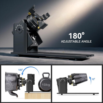Rotatieklauw Voor Lasergraveermachine Zonder Rol – Rotatiemodule – Rotatieklem – Rotatiehouder – Y-As Rotatiemodule – 180° Instelbare Hoek – Geanodiseerde Aluminiumlegering Met Messing Klem