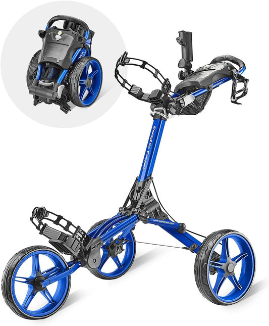 Caddytek CaddyLite Compacte semi-automatische opvouwbare en uitvouwbare golfduwwagen, blauw, één maat