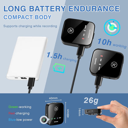Dual Transmitter Draadloze Lavalier Microfoon met Opbergdoos voor iPhone/Type-C/Camera/Laptop, 2,4 GHz draadloze microfoon met 165 voet stabiele transmissie voor livestream/vlog/interview