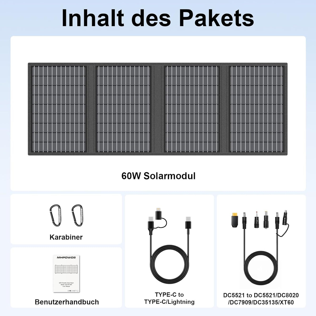 Opvouwbaar zonnepaneel, 60 W