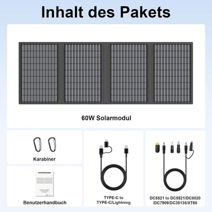 Opvouwbaar zonnepaneel, 60 W