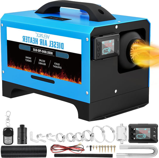Dieselverwarming 12V – Dieselbijverwarming – Vloerverwarmer – Busverwarming – Vrachtwagenverwarmer – 8 kW Vermogen – LCD Display met Afstandsbediening - QUORE