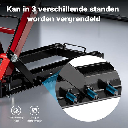 Wiltec 3-in-1 hydraulische lift voor zitmaaiers en motorfietsen, motorlift tot 300 kg, machinekrik met een hefhoogte tot 53 cm, mobiele zitmaaierkrik voor grasmaaiers, motoren, ATV's