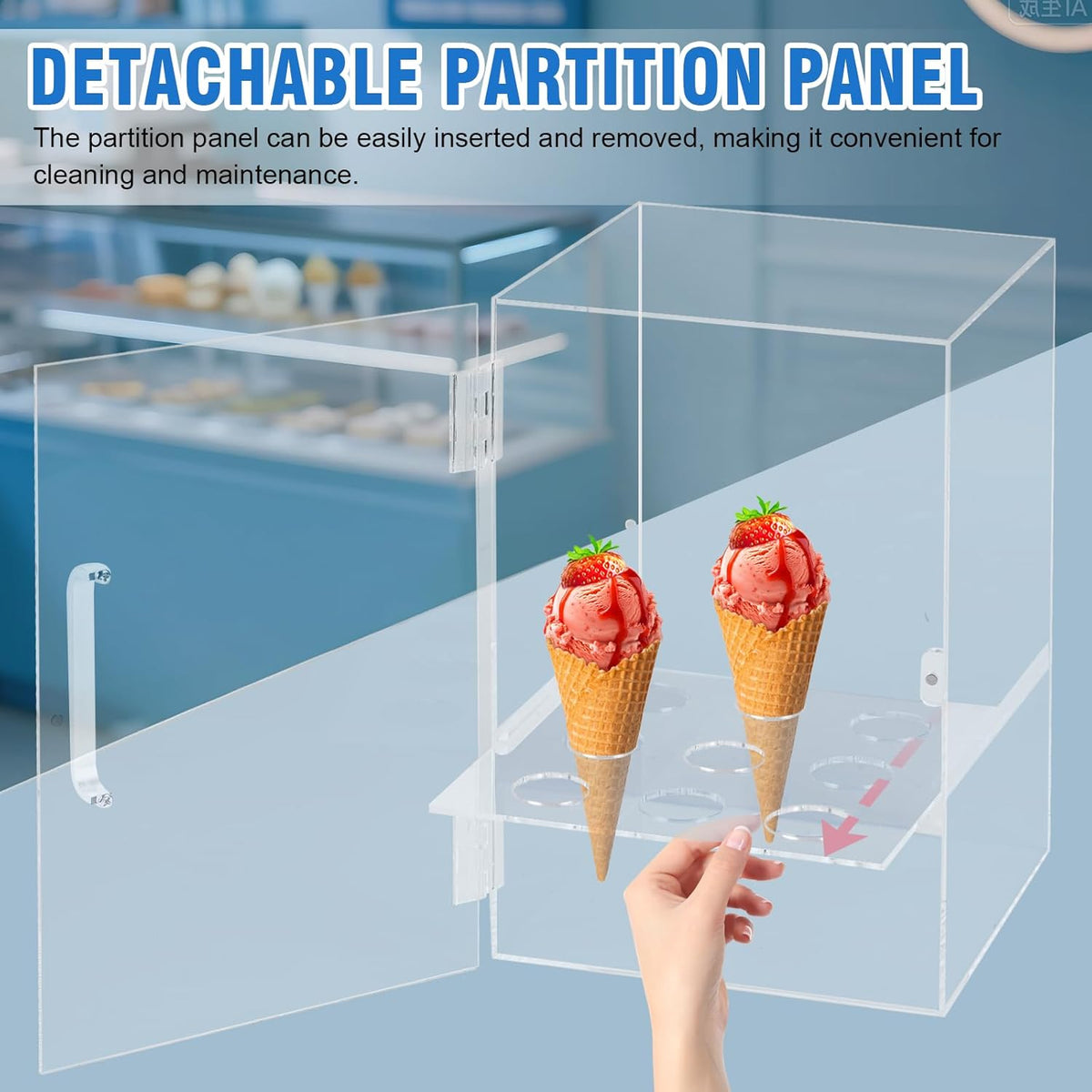 Ijskegelhouder – Ijshoornhouder – IJscohoornhouder – Ijskegelstandaard – Displayhouder – Transparant Acryl – 9 Openingen Met Magnetische Deur