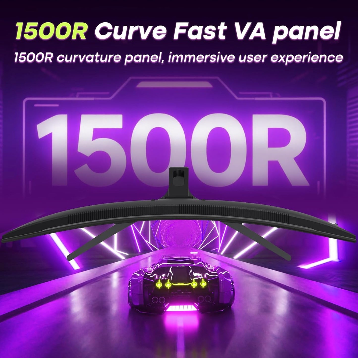 Amzfast 32 Inch Curved Gaming Monitor 180Hz, QHD 2560x1440, 1ms MPRT, DCI-P3 93%, sRGB 120%, Fast VA 1500R, Adaptive Sync, VESA 100x100mm, HDMI 2.0×2 & DP 1.4×2, AMZG32C1Q - QUORE