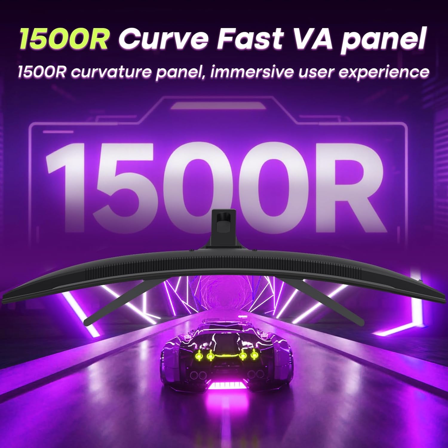 Amzfast 32 Inch Curved Gaming Monitor 180Hz, QHD 2560x1440, 1ms MPRT, DCI-P3 93%, sRGB 120%, Fast VA 1500R, Adaptive Sync, VESA 100x100mm, HDMI 2.0×2 & DP 1.4×2, AMZG32C1Q - QUORE