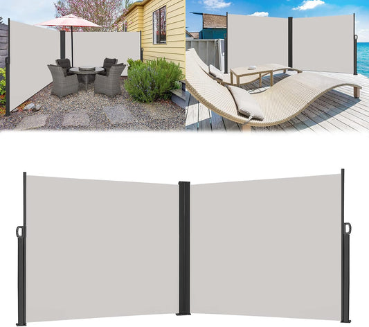 Zijscherm – Zijluifel – Balkonzonnescherm – Privacyscherm – Uittrekbaar – Waterdicht Polyester – Windbestendig 200x600 cm