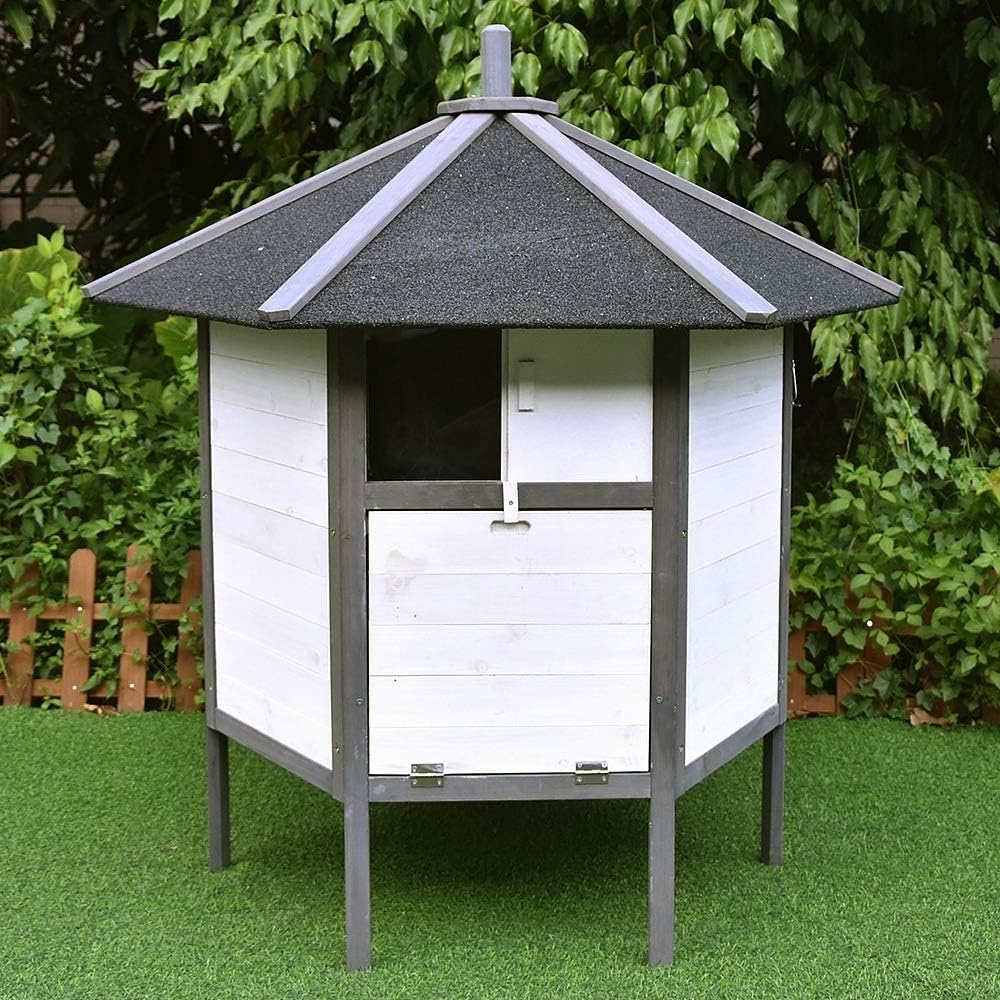 Kippenhok – Kippenverblijf – Pluimveehok – Kippenren – Houten Kippenhok – Ruim 131x125 cm – Waterdicht Dak - QUORE