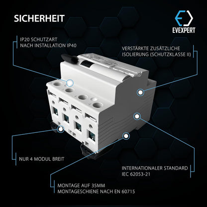 EV Expert 3Y-16HW-167R Aardlekschakelaar, bescherming tegen elektrische schokken, IP20, 25-63A, gelijkstroom, kortetermijnvertraging, wit