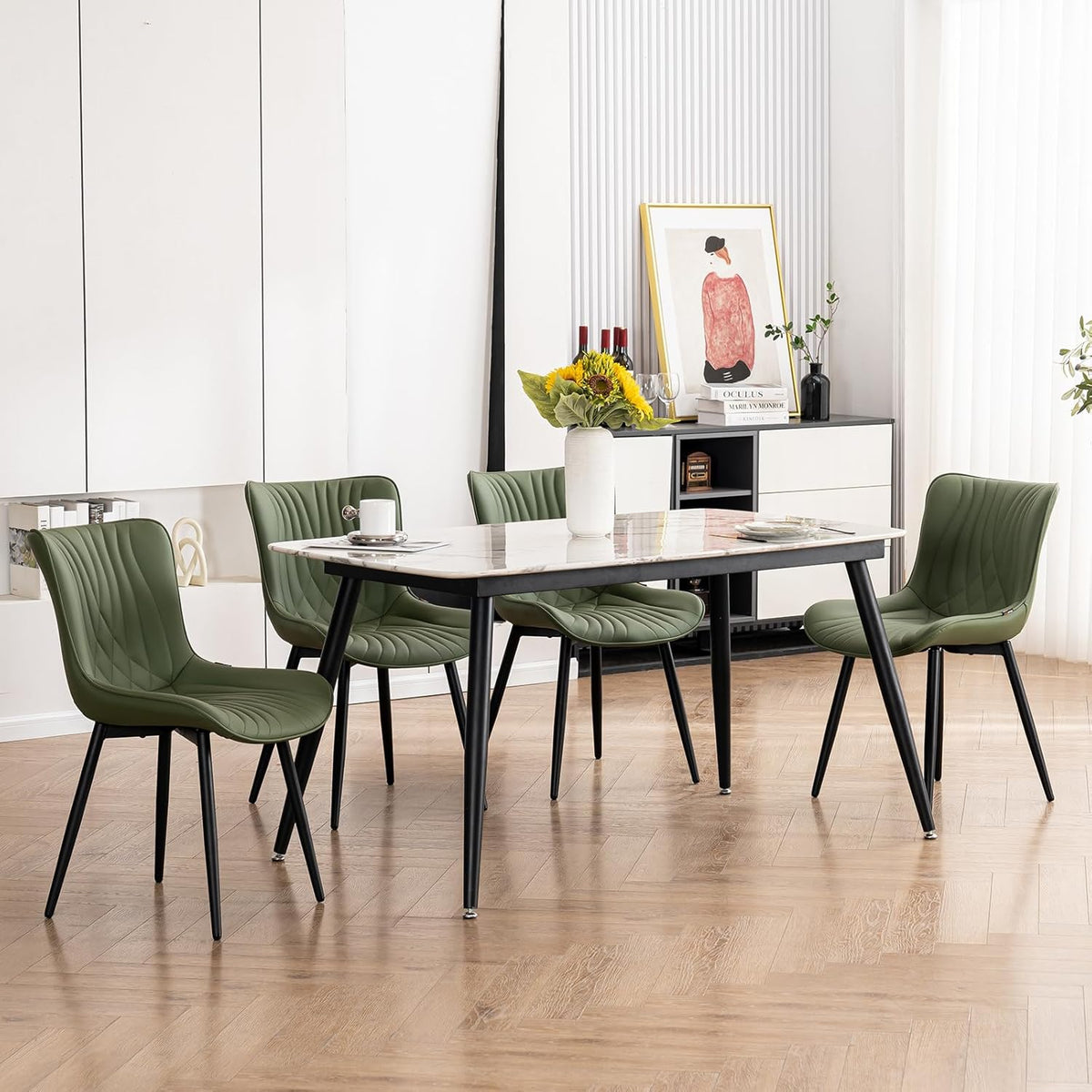 YOUTASTE Eetkamerstoelen set van 2 olijfgroen