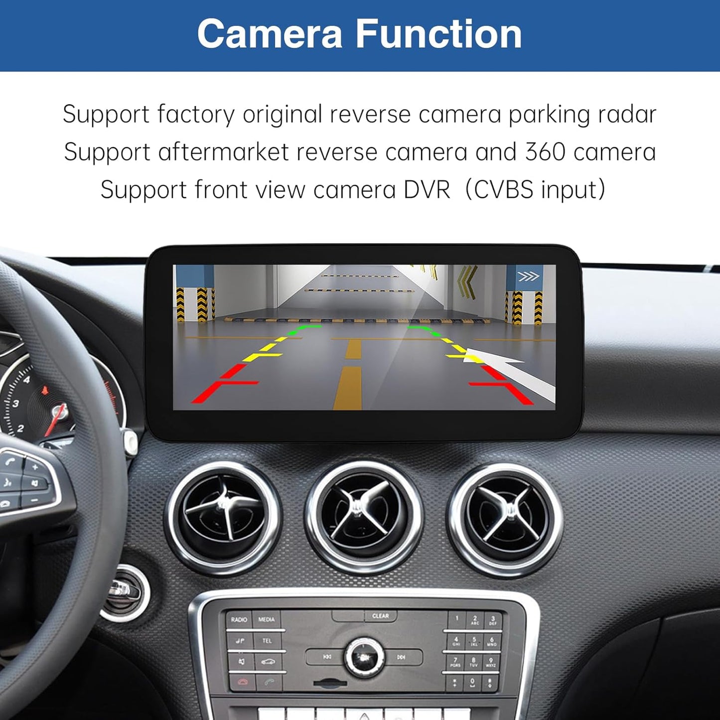 Road Top 12.3 Inch Car Radio Wireless CarPlay Android Car Touch Screen for Mercedes Benz A CLA GLA Class W176 C117 X117 X156 2016-2018 Year with NTG5.0 System, Support Mirrorlink - QUORE