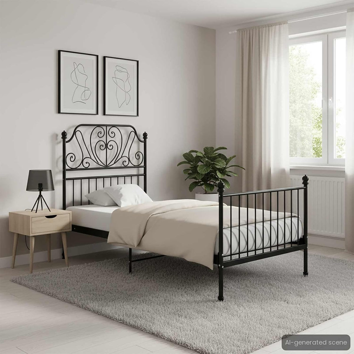 vidaXL Bedframe metaal zwart 90x200 cm