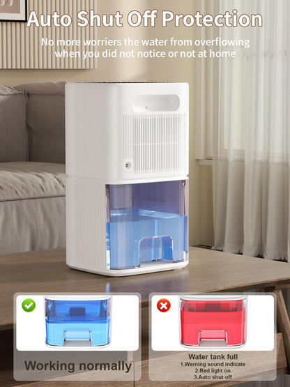 Luchtontvochtiger, 1800 ml, elektrische luchtontvochtiger, met automatische ontdooiing/uitschakeling, gekleurde led, timer, aanraakgevoelig lcd-display, 640 ml/dag, voor badkamer en slaapkamer