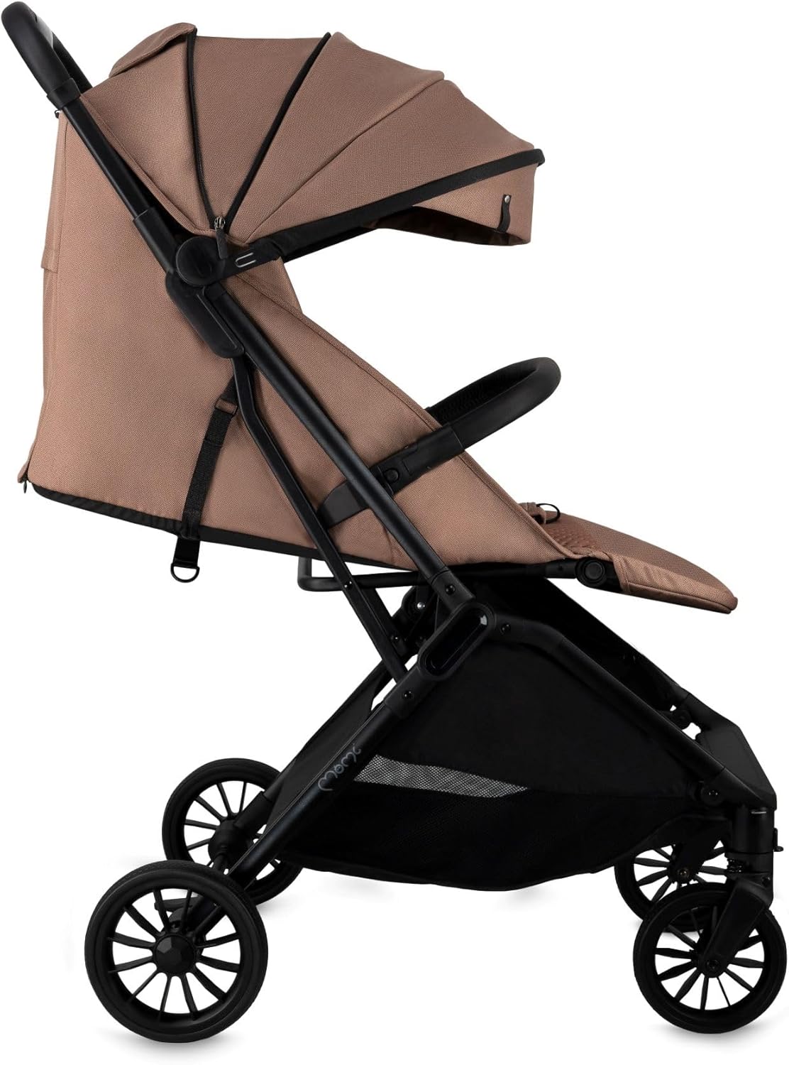 MoMi Andrea kinderwagen: zelfsluitend systeem, 5-punts veiligheidsgordel, bekerhouder, mand, tas, muggennet, regenbescherming, met dubbele functie